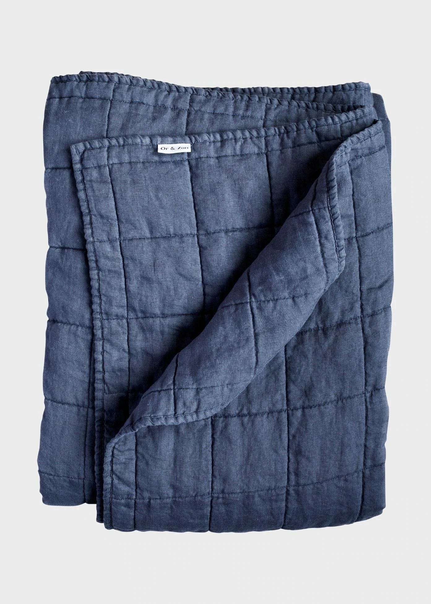 Navy Blue Stonewashed Linen Quilt