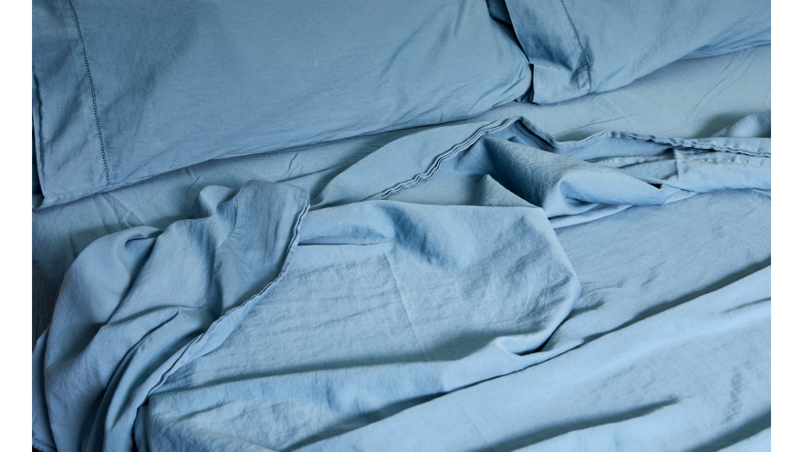 organic bedding blue 