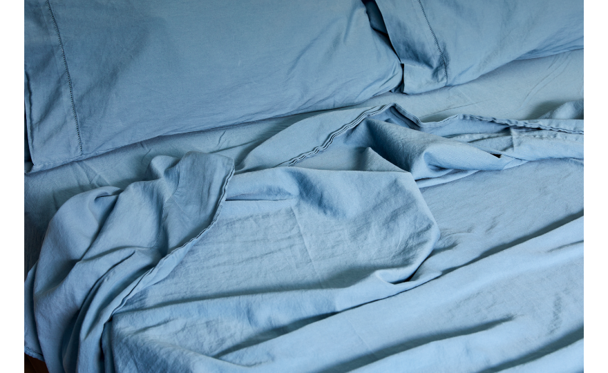 organic bedding blue 