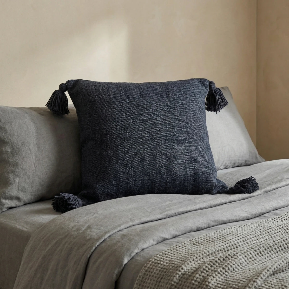 Pom Pom Pillow Cover - Blue Oasis