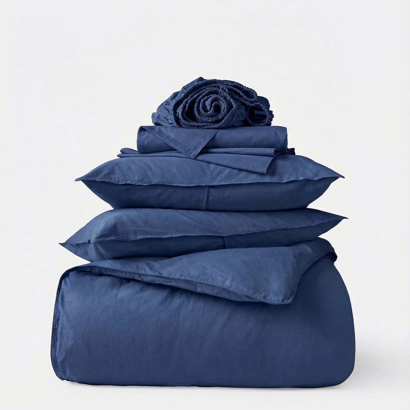 Cotton Percale Bed Set - Blue