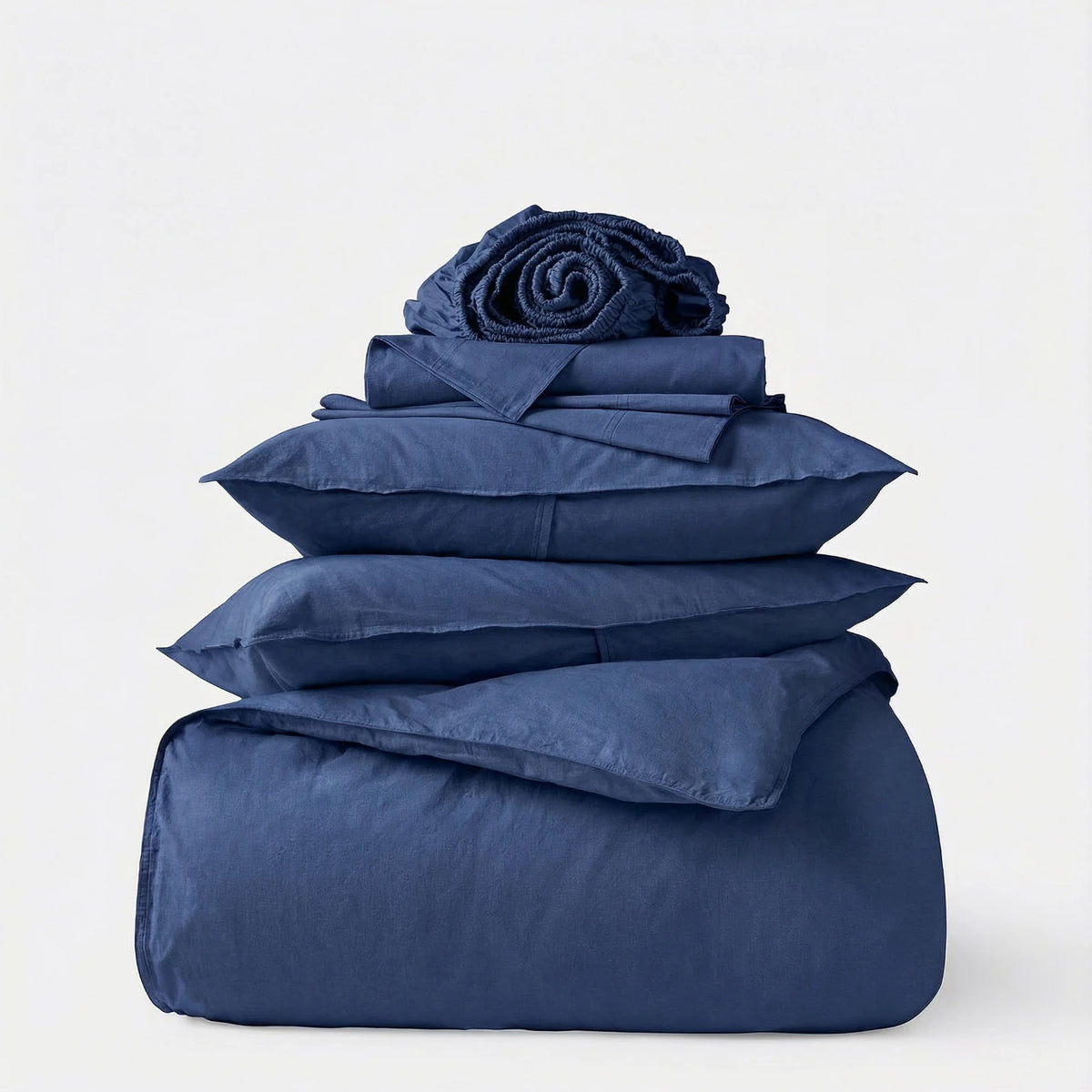 Cotton Percale Bed Set - Blue