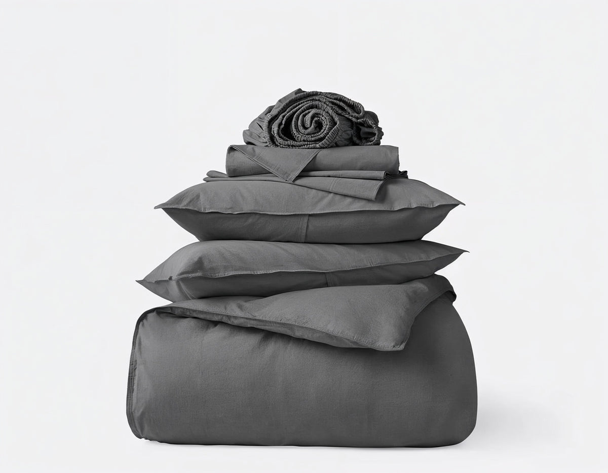 Organic Cotton Percale Bedding Set - Rustic Grey