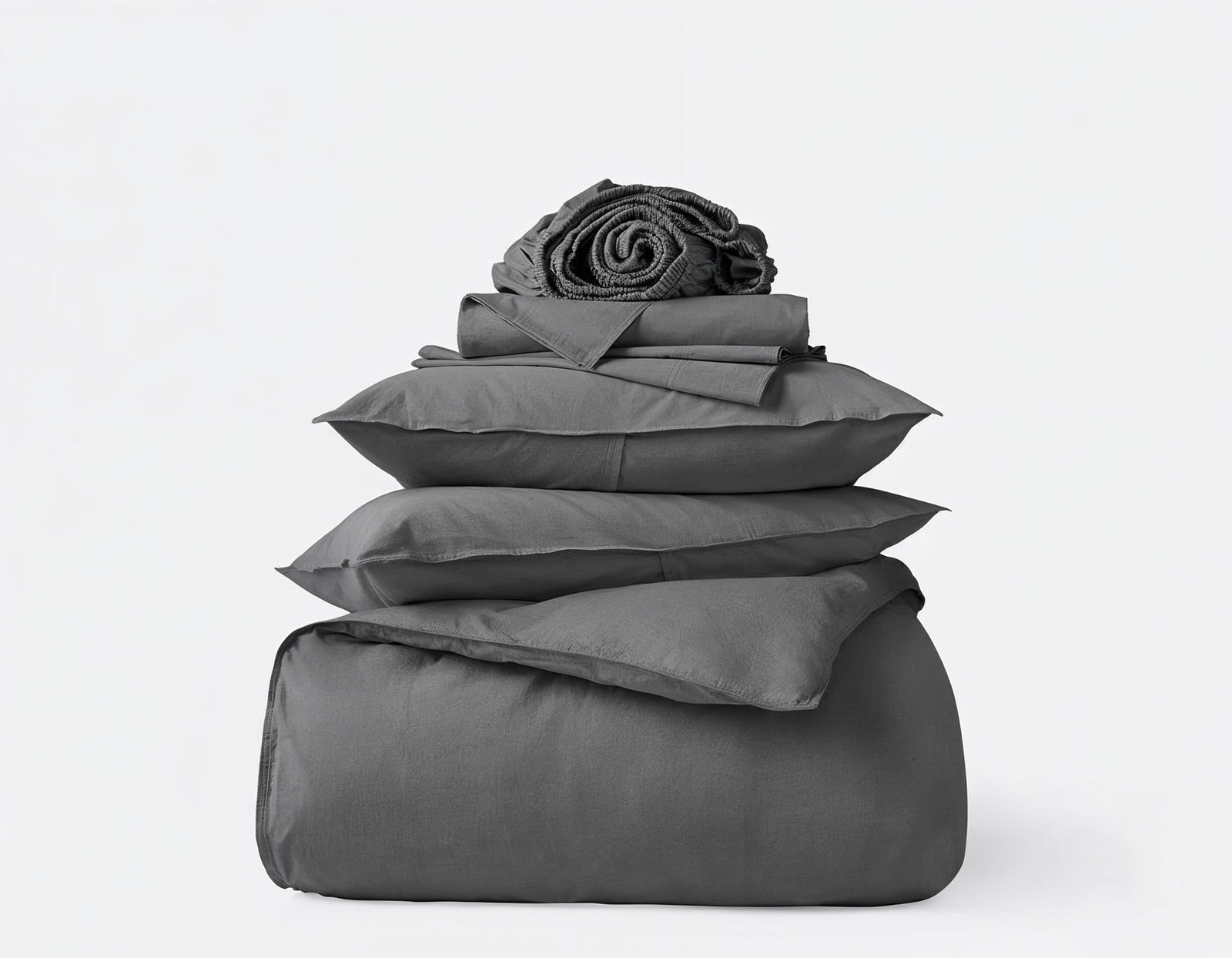 Organic Cotton Percale Bedding Set - Rustic Grey