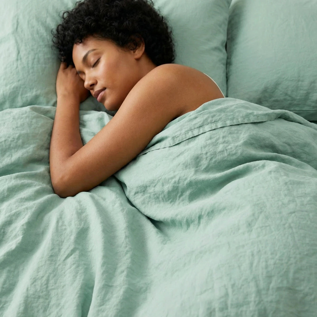 Organic Percale Duvet Cover - Frosty Green