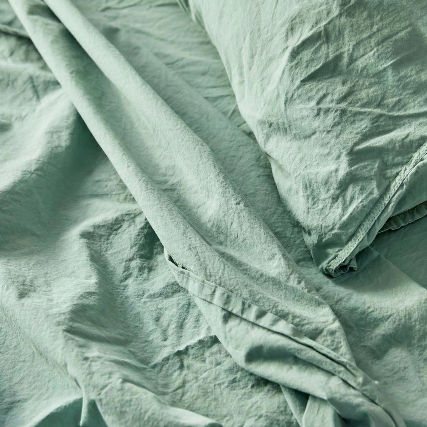 Organic Percale Sheet Set - Frosty Green