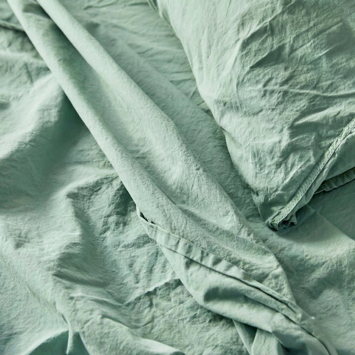 Organic Percale Duvet Cover - Frosty Green