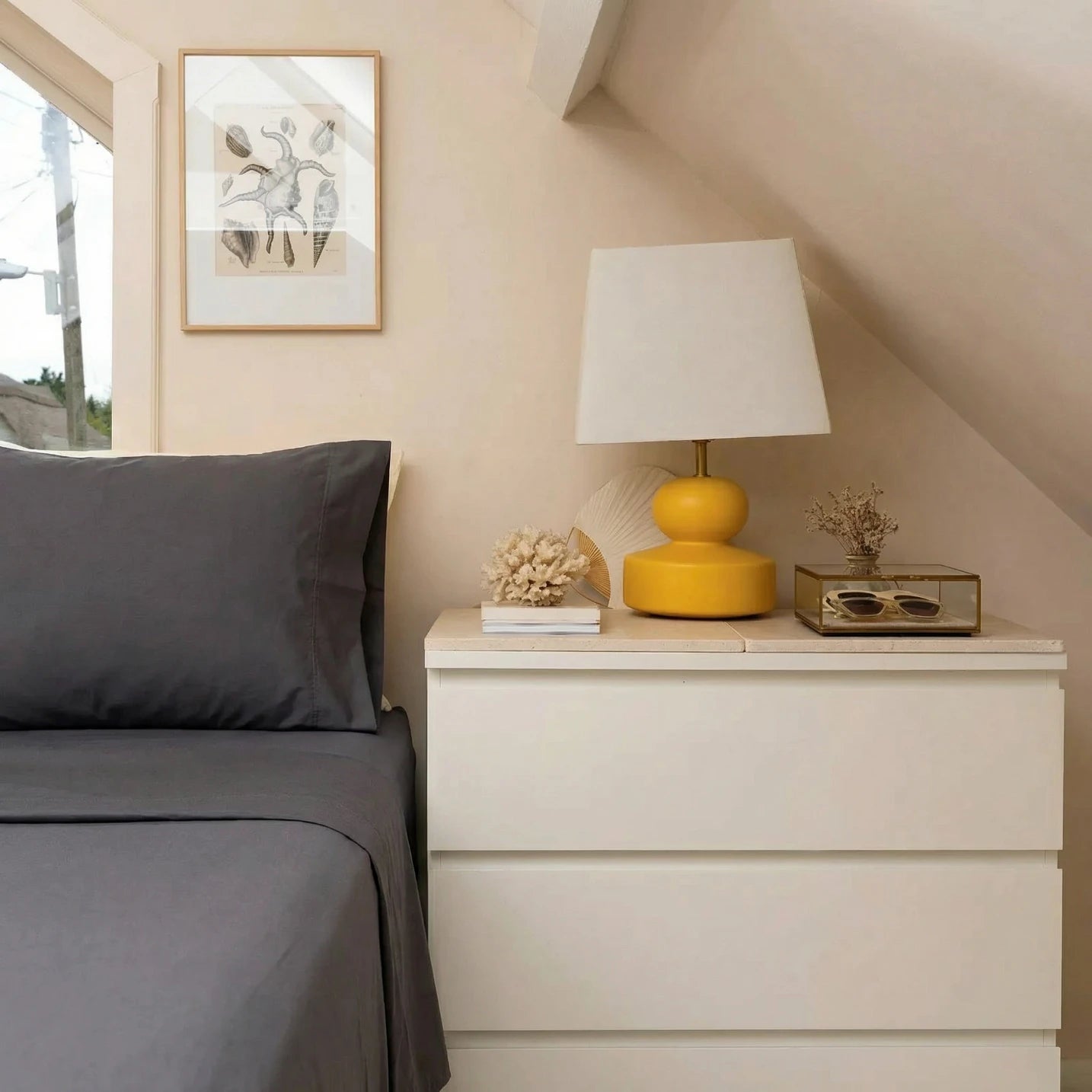 Rustic Grey sheet set weave detail close-up — GOTS-certified organic cotton percale