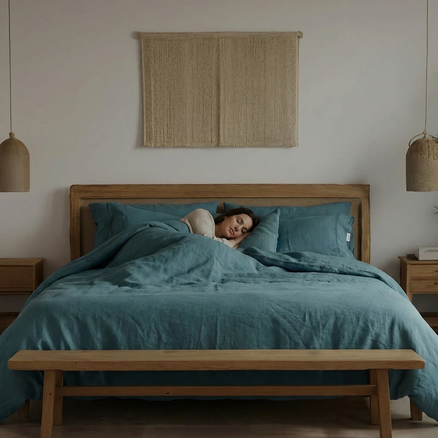 Organic Sateen Bed Set - Aegean Blue