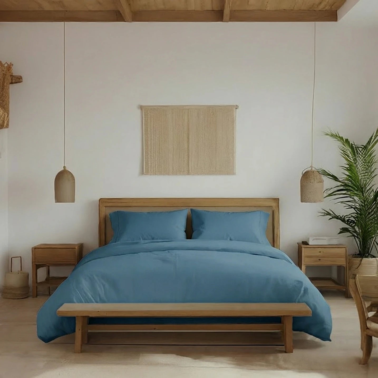 Organic Sateen Bed Set - Aegean Blue