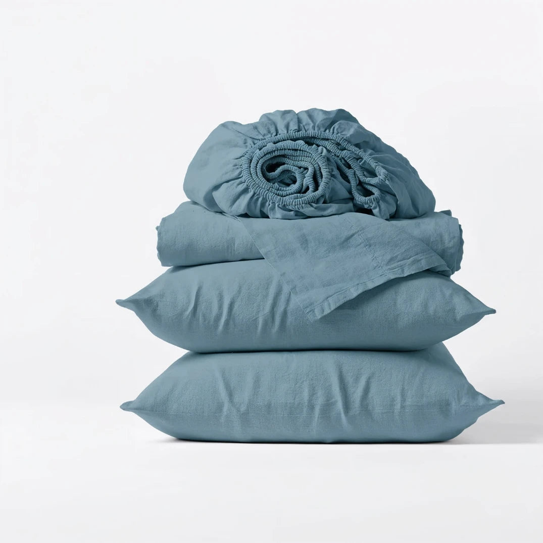 Organic Sateen Sheet Set - Aegean Blue