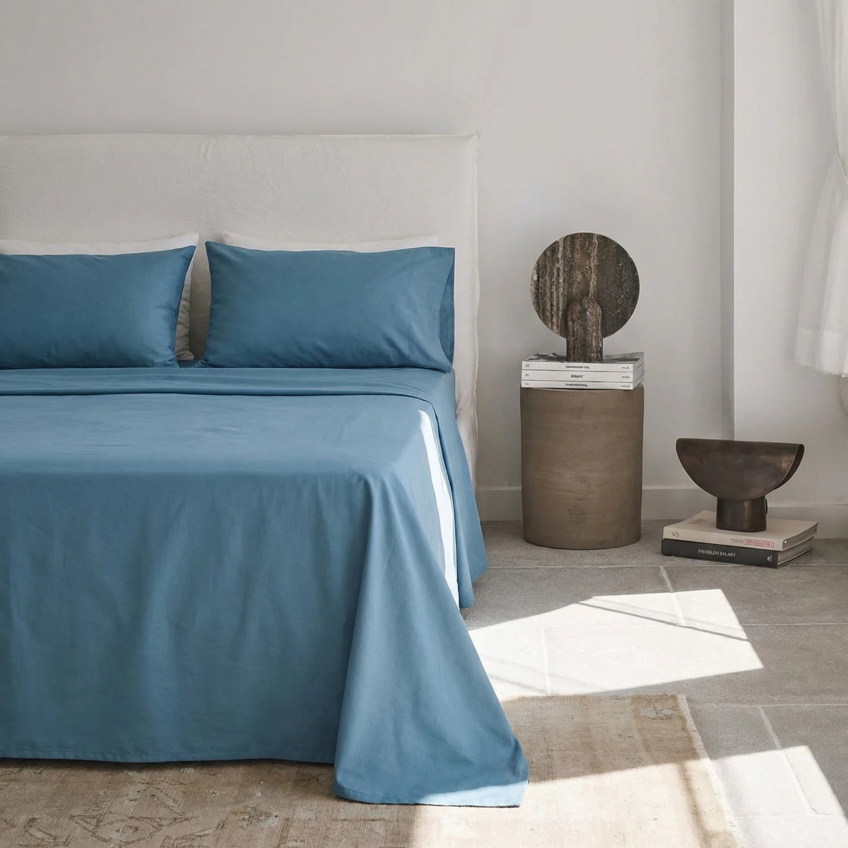 Organic Sateen Sheet Set - Aegean Blue