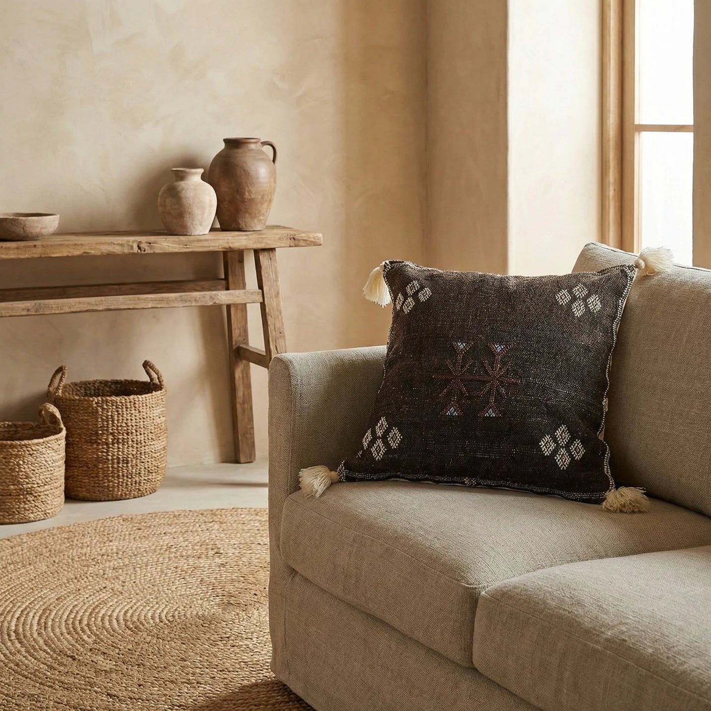 Princess Sabra Cactus Silk Pillow Cover - Brown