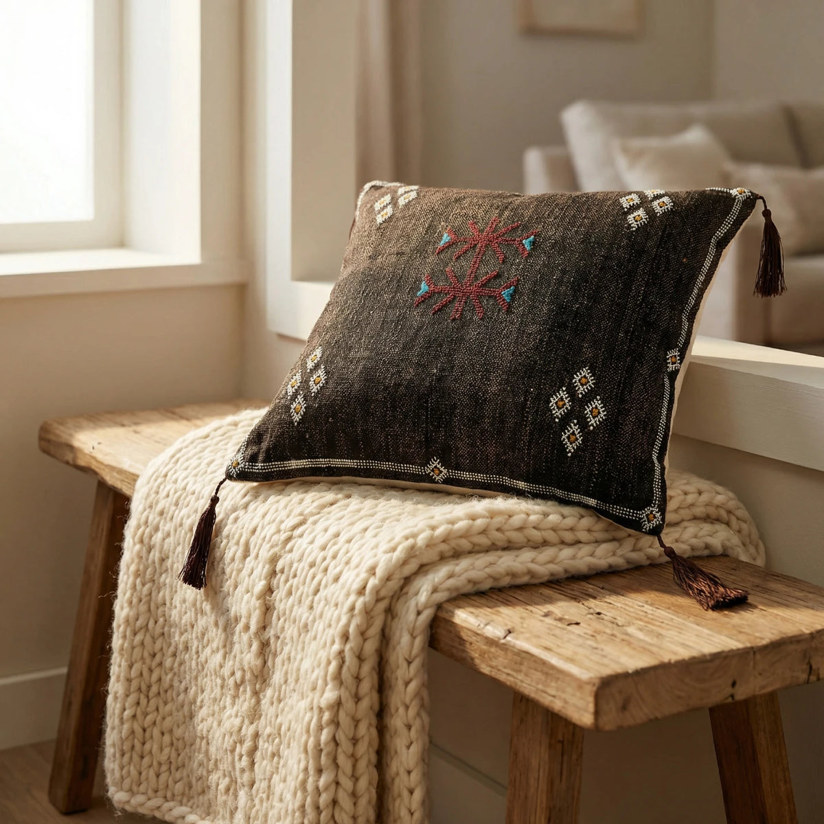 Princess Sabra Cactus Silk Pillow Cover - Grey