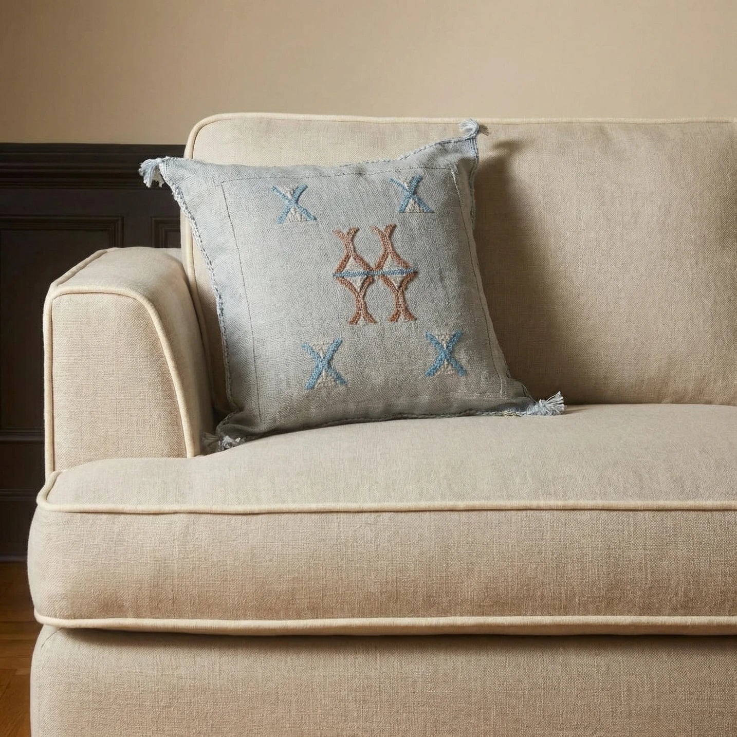 Princess Sabra Cactus Silk Pillow Cover - Light Blue