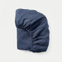 Stonewashed Linen Fitted Sheet - Navy Blue