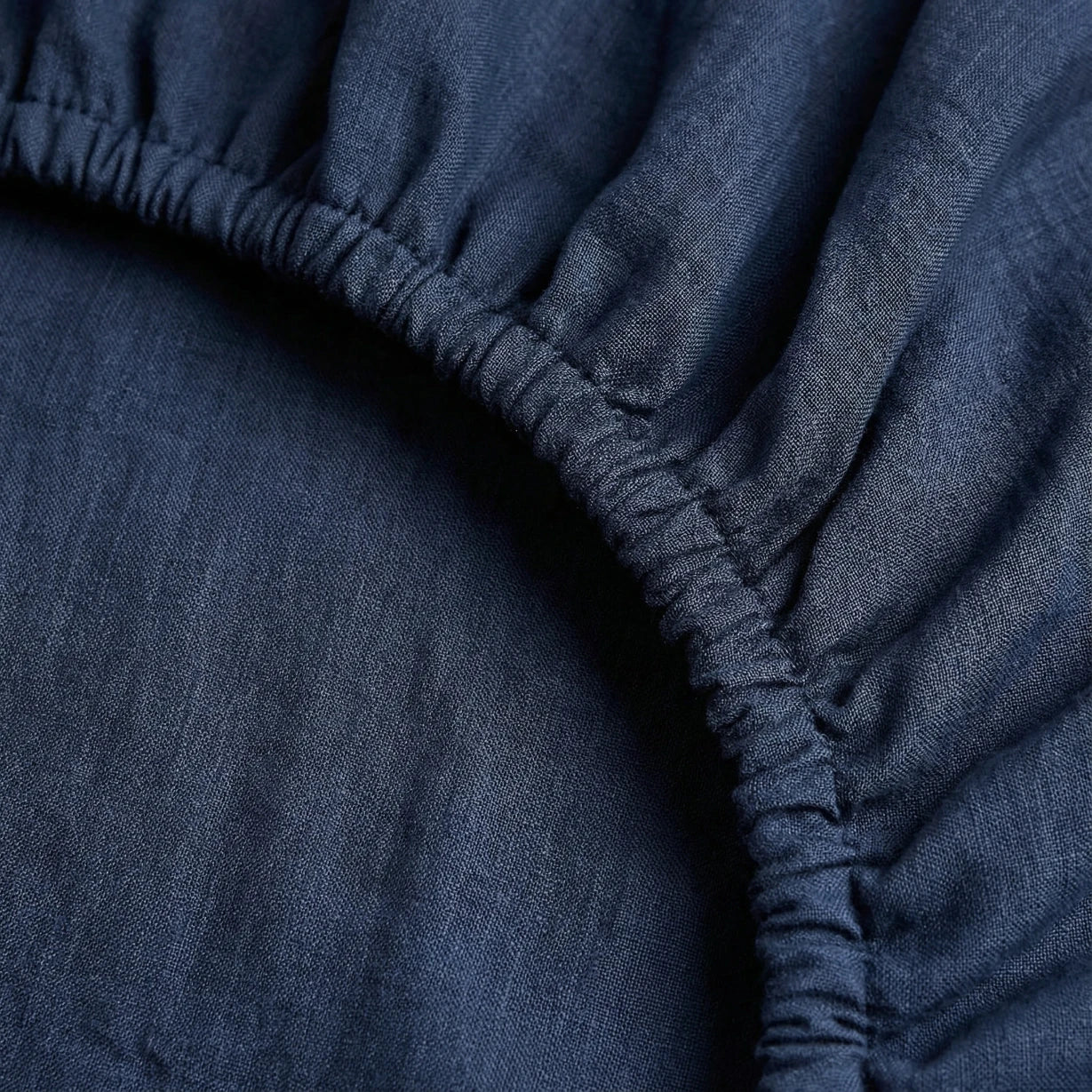 Stonewashed Linen Fitted Sheet - Navy Blue