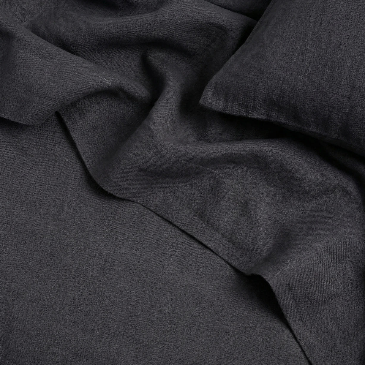 Stonewashed Linen Flat Sheet - Charcoal