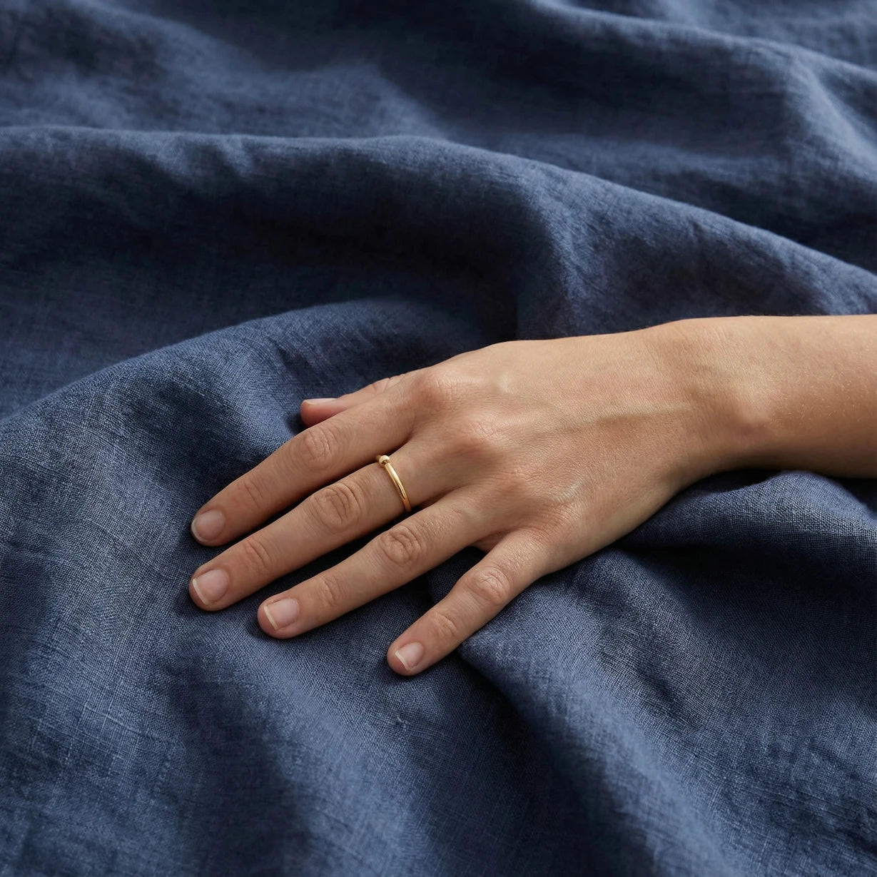 Stonewashed Linen Flat Sheet - Navy Blue