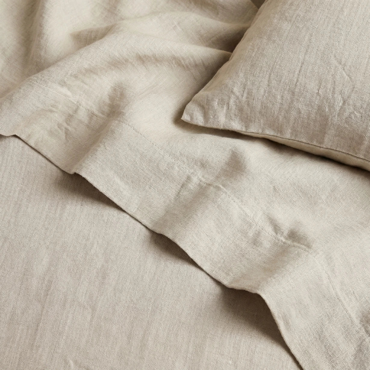 Stonewashed Linen Flat Sheet - Sand