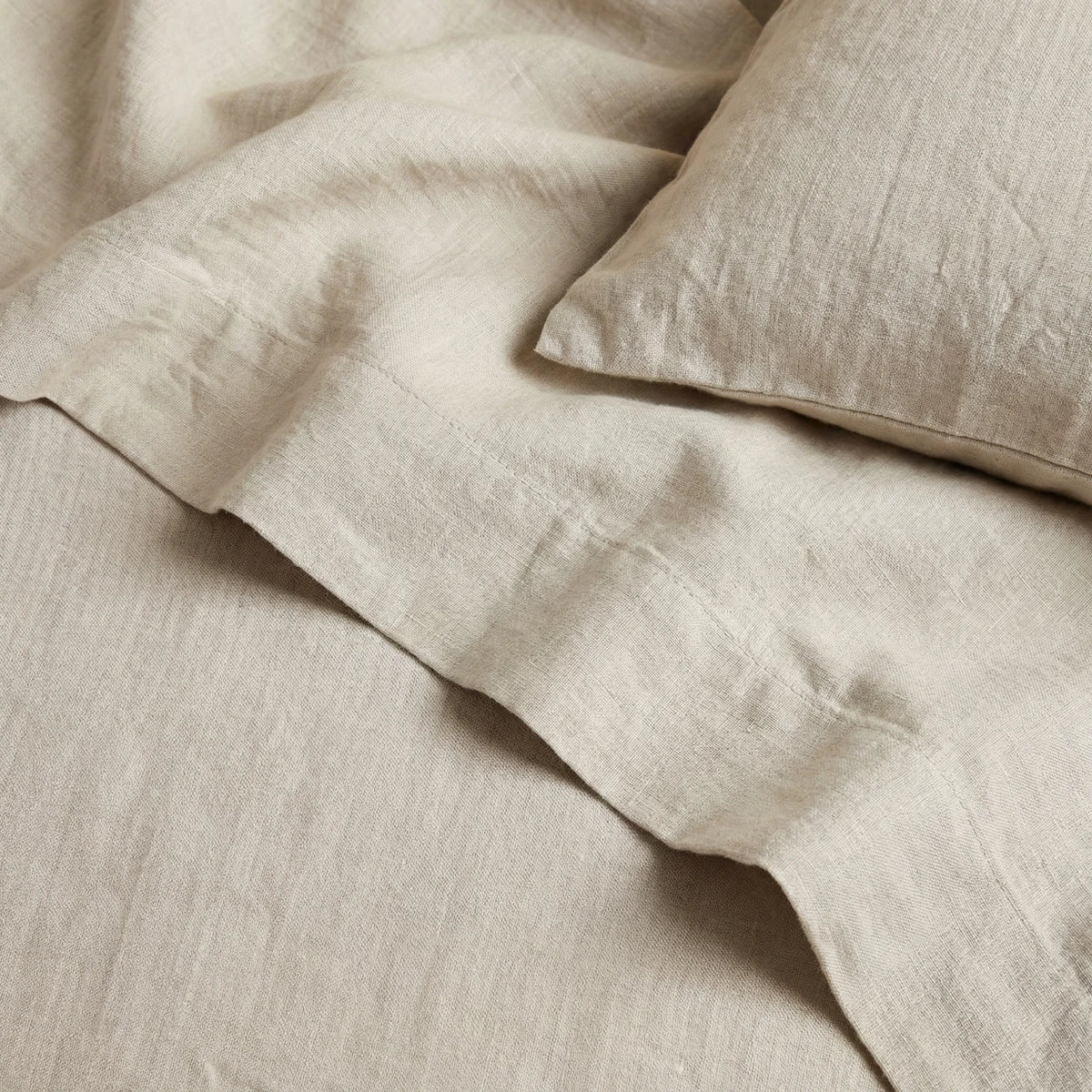 Stonewashed Linen Flat Sheet - Sand