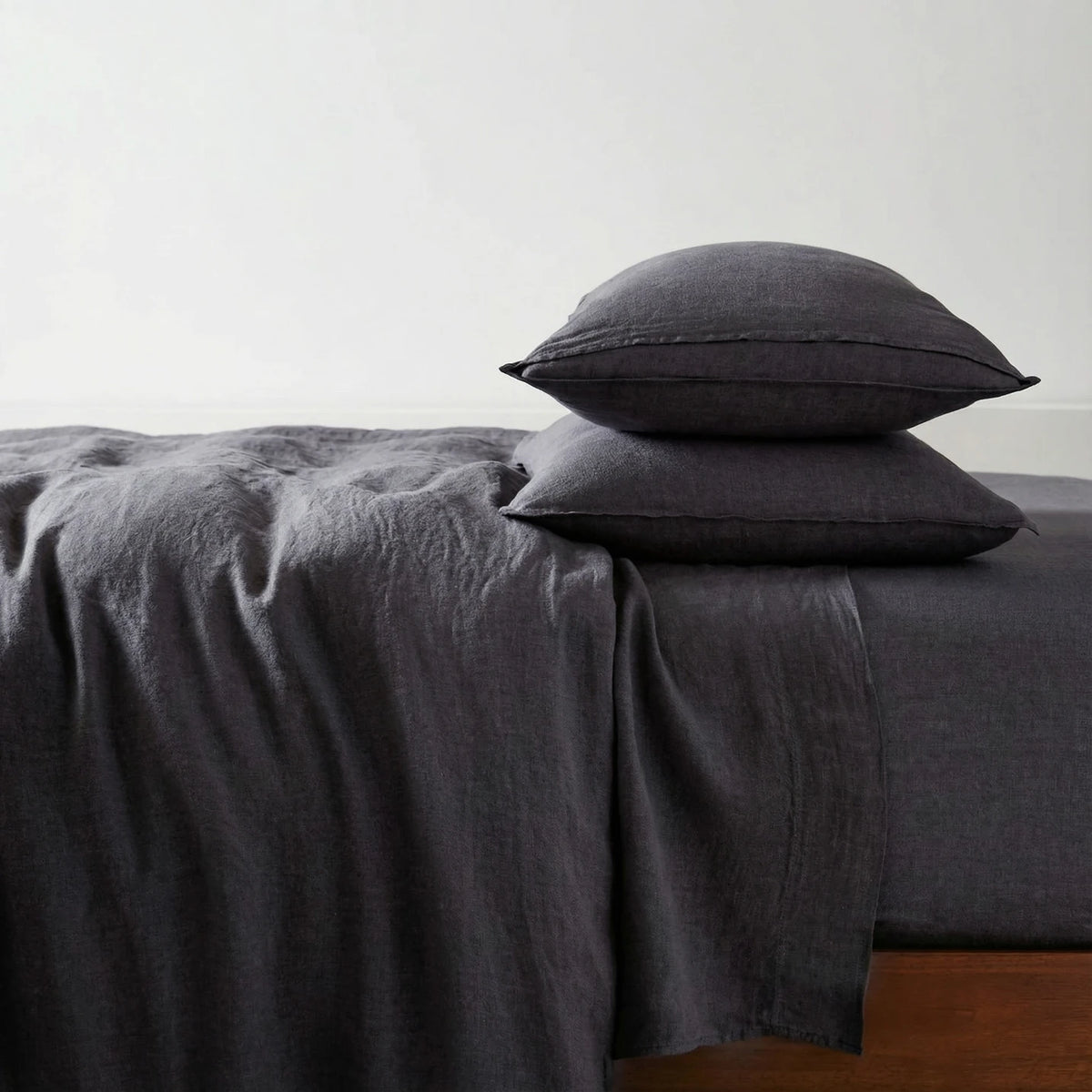 Stonewashed Linen Pillowcase - Charcoal