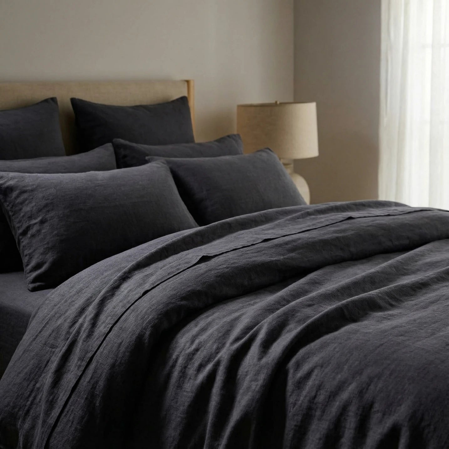 Stonewashed Linen Duvet Cover - Charcoal