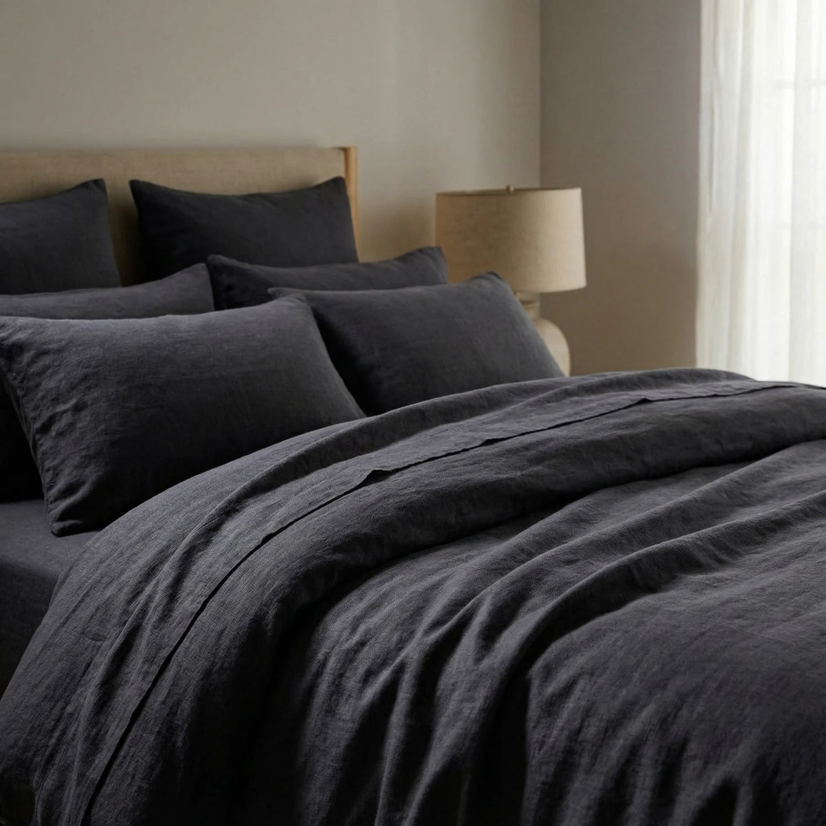 Stonewashed Linen Duvet Cover - Charcoal