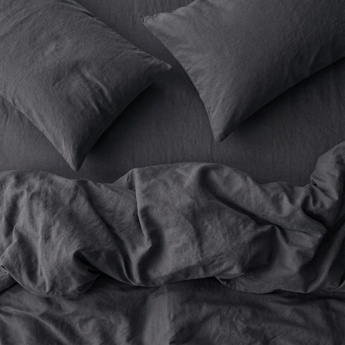 Stonewashed Linen Duvet Cover - Charcoal