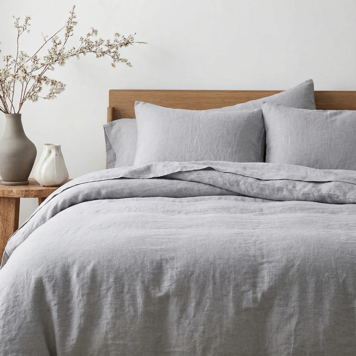 Stonewashed Linen Duvet Cover - Light Grey