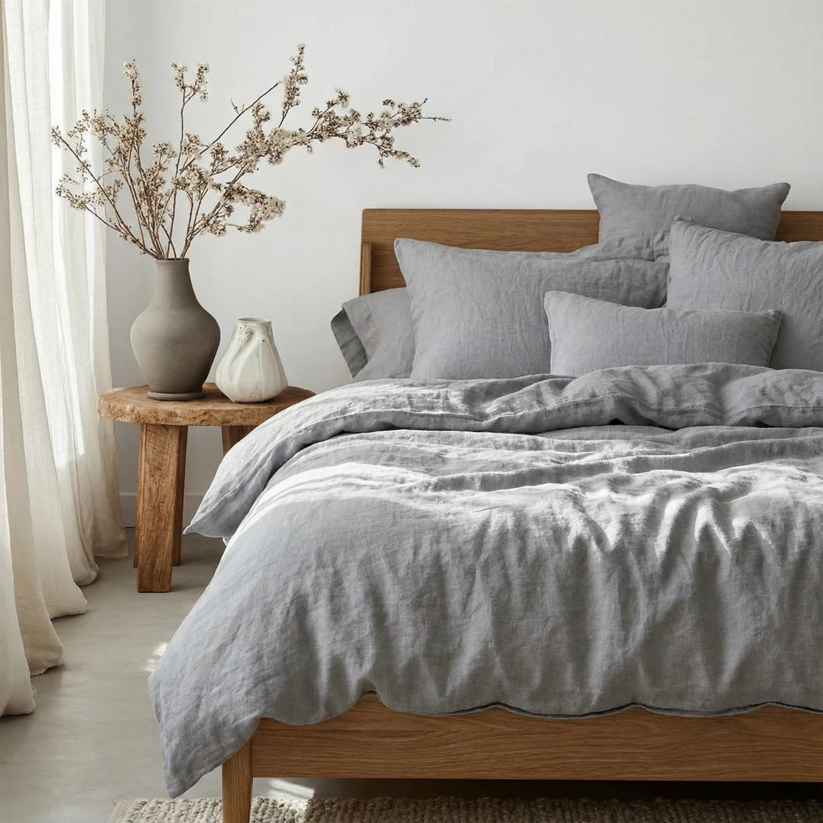 Stonewashed Linen Duvet Cover - Light Grey