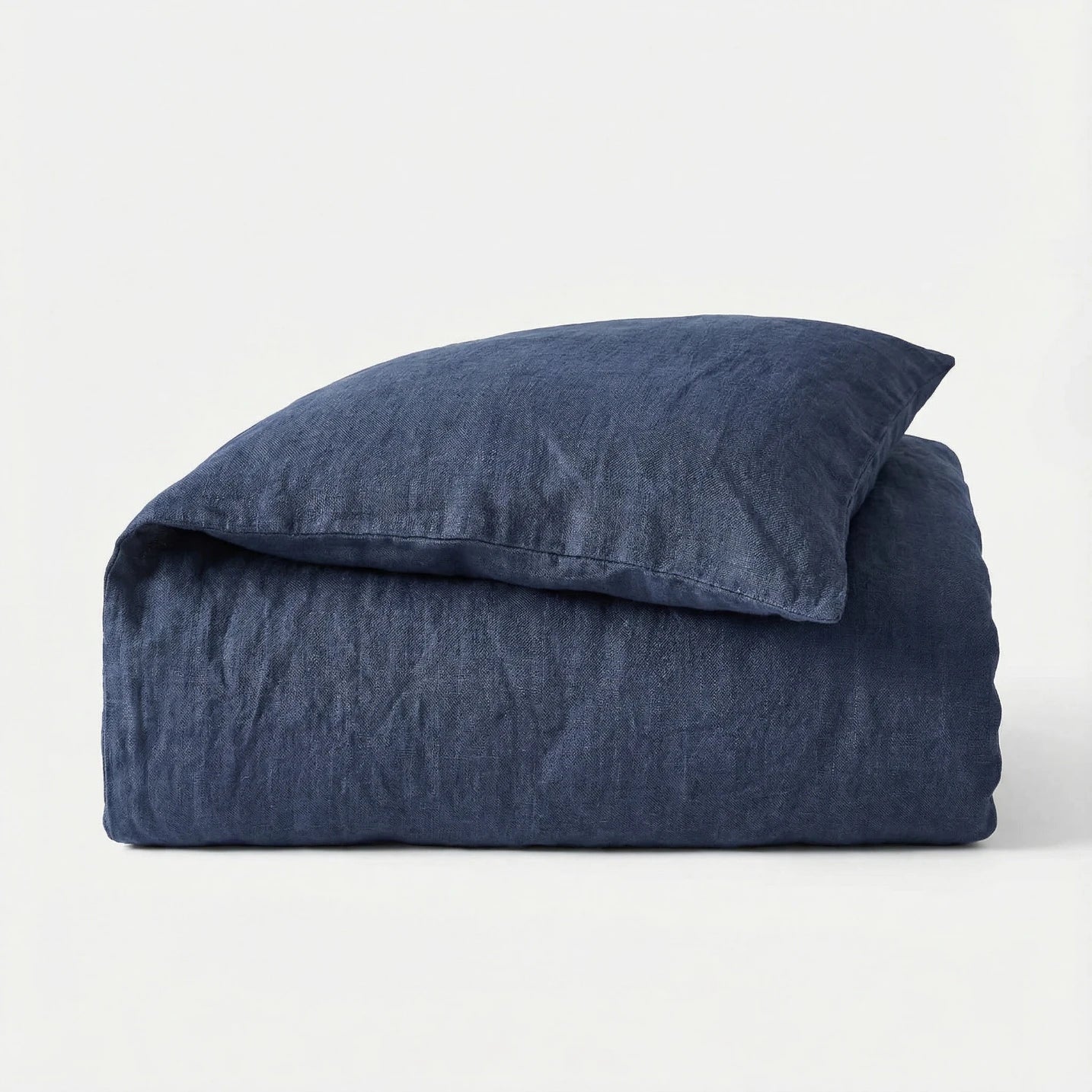 Stonewashed Linen Duvet Cover - Navy Blue