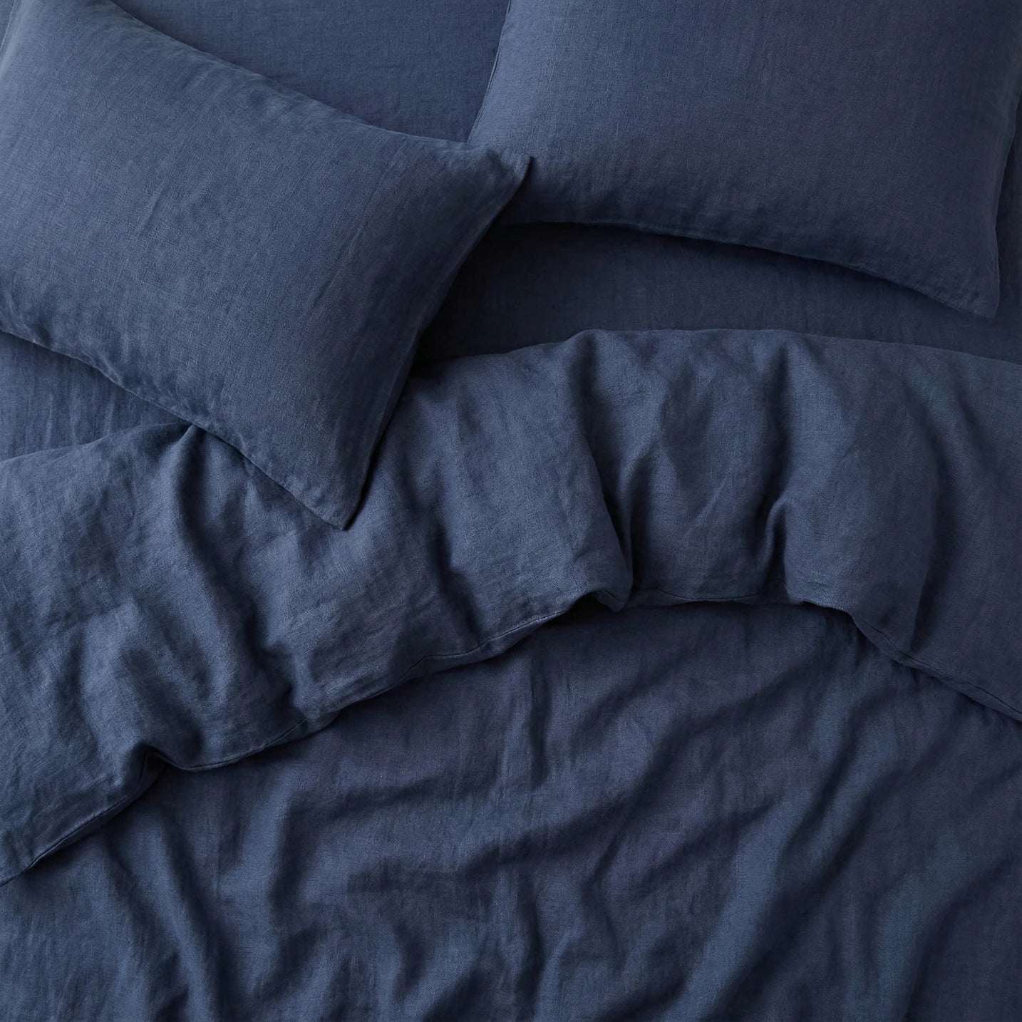 Stonewashed Linen Pillowcase - Navy Blue