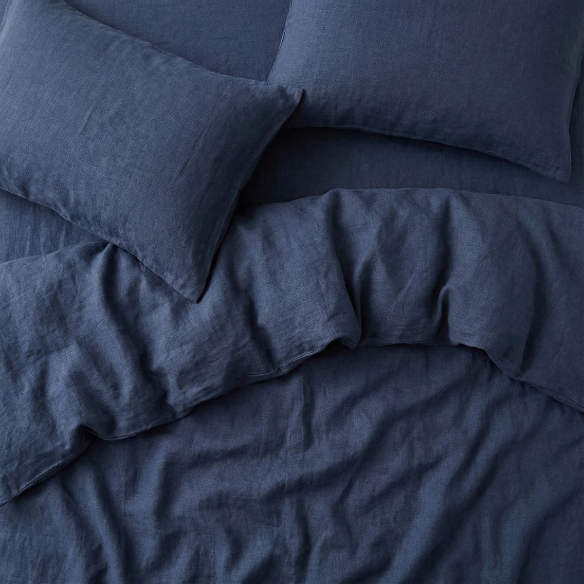 Stonewashed Linen Pillowcase - Navy Blue