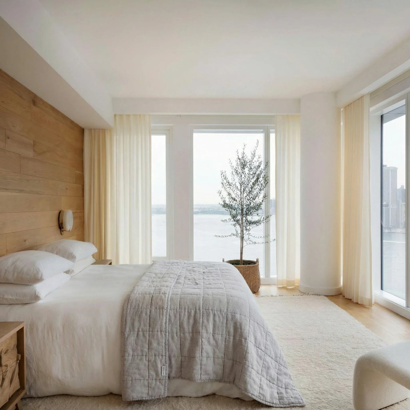 Stonewashed Linen Quilt - Light Grey