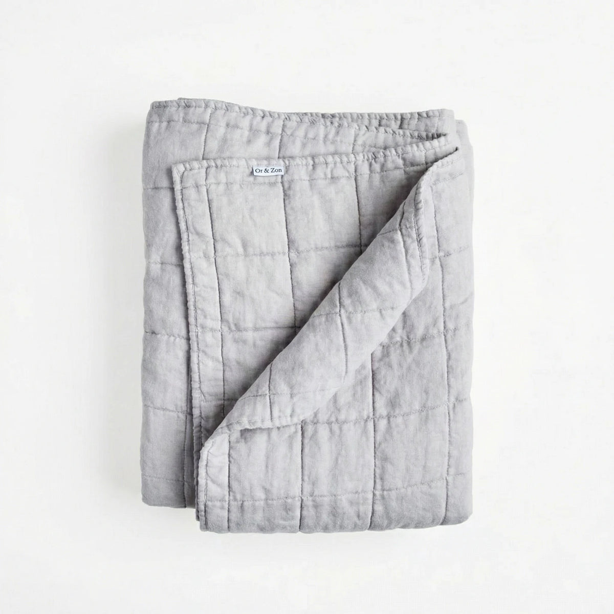Stonewashed Linen Quilt - Light Grey