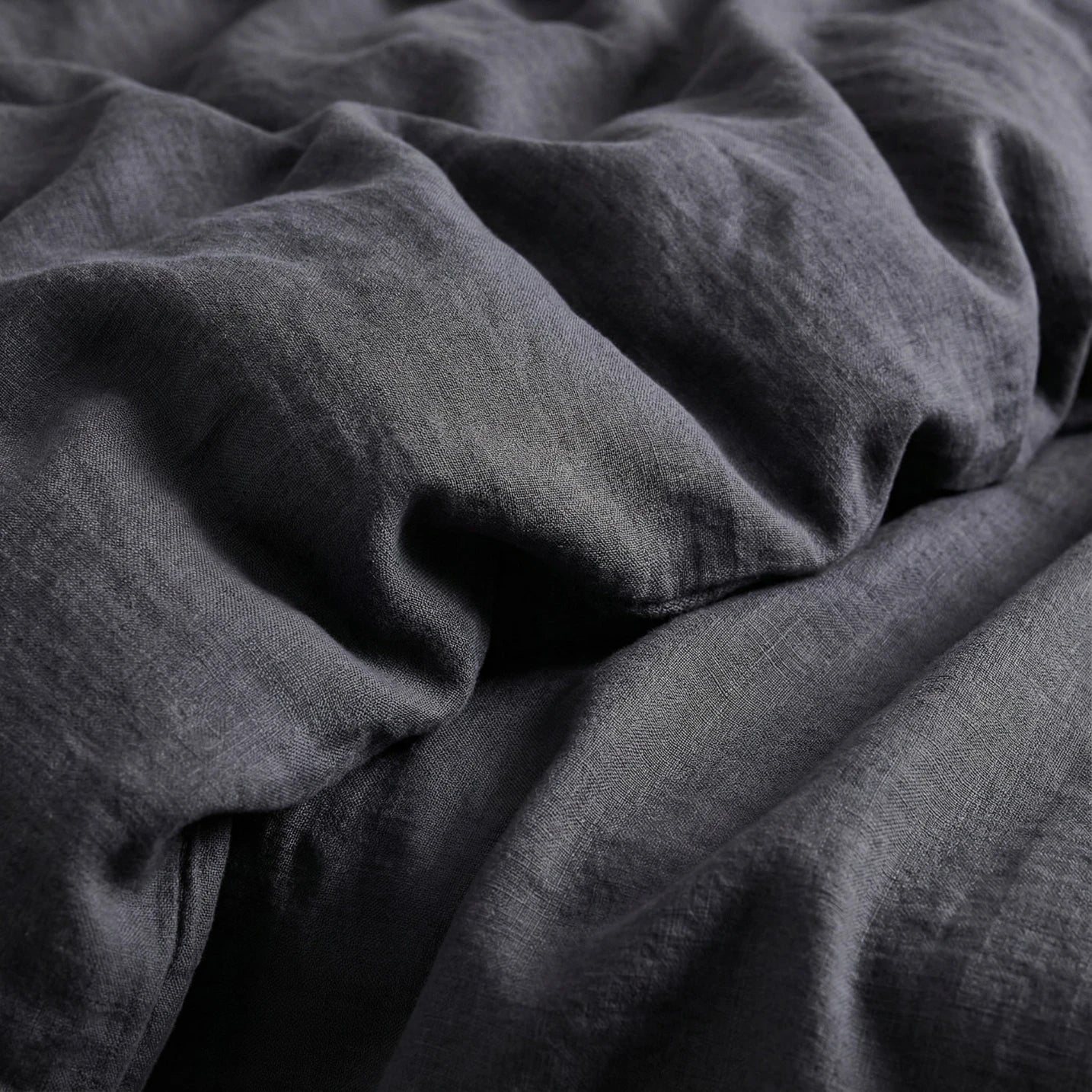 Stonewashed Linen Bed Set - Charcoal