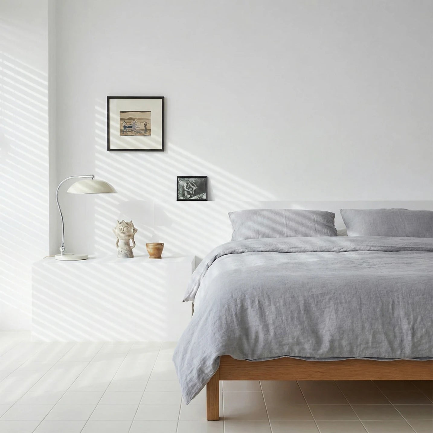 Stonewashed Linen Bed Set - Light Grey