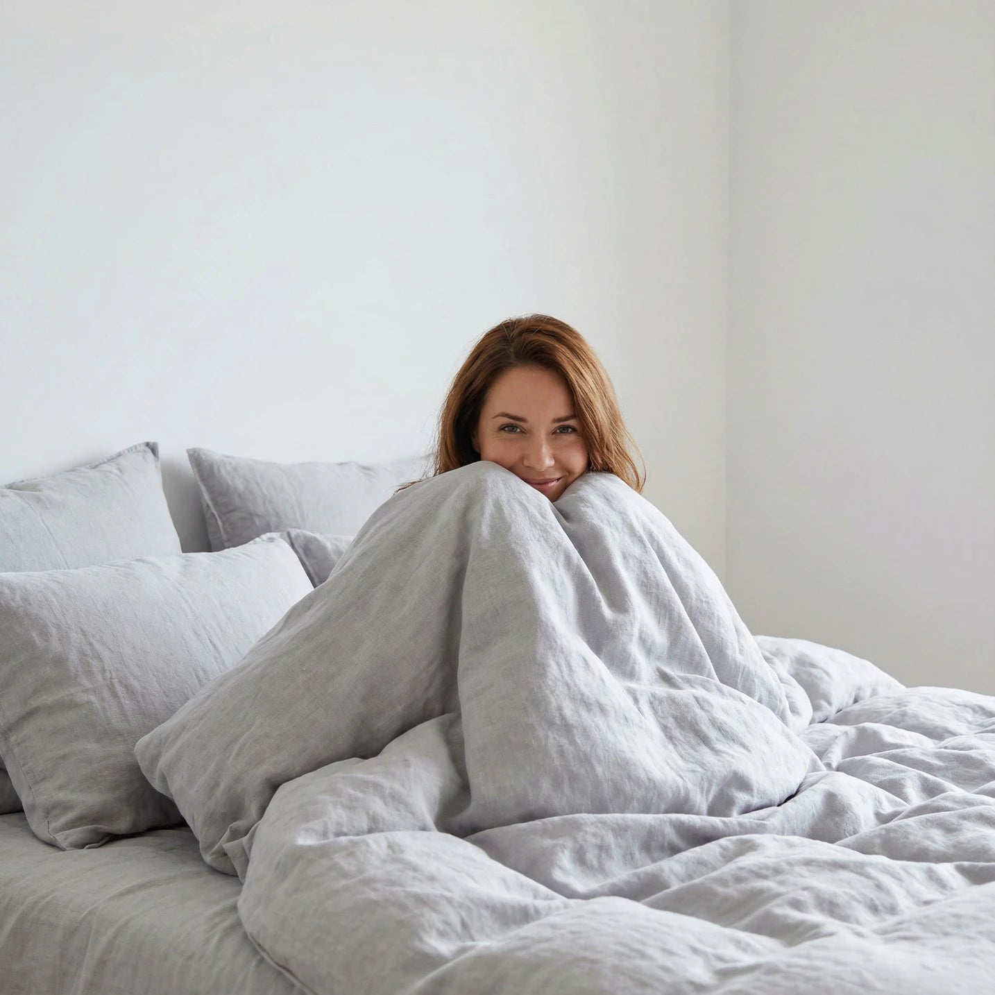 Stonewashed Linen Bed Set - Light Grey