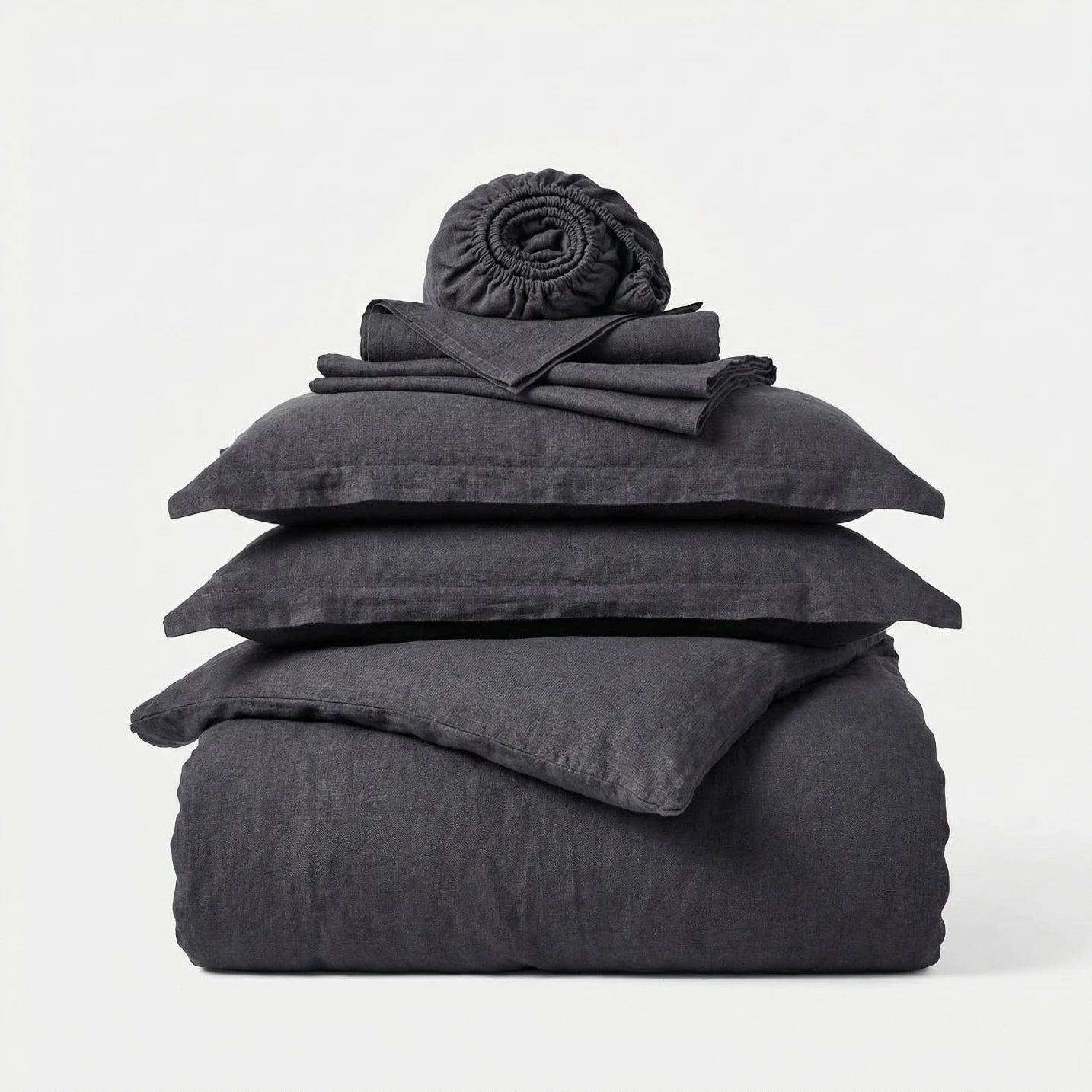 Stonewashed Linen Duvet Cover - Charcoal