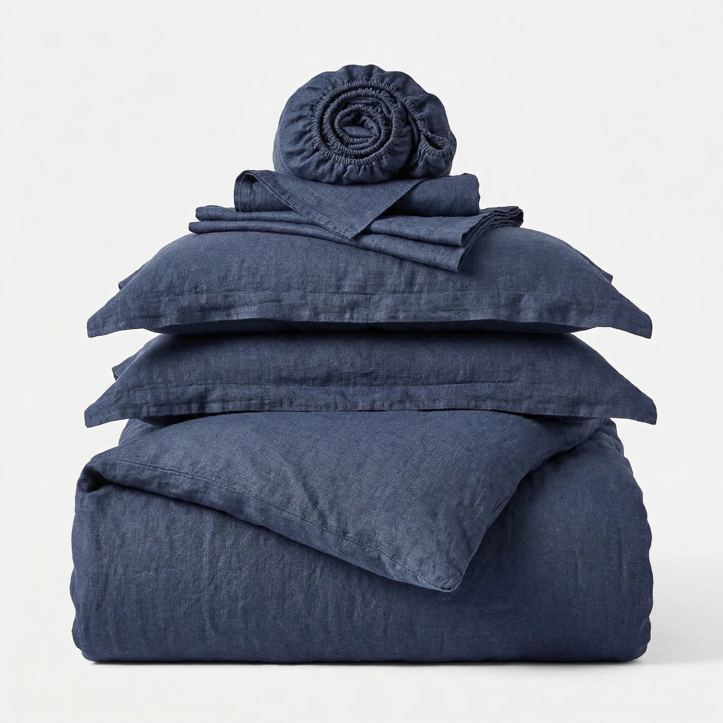 Stonewashed Linen Duvet Cover - Navy Blue