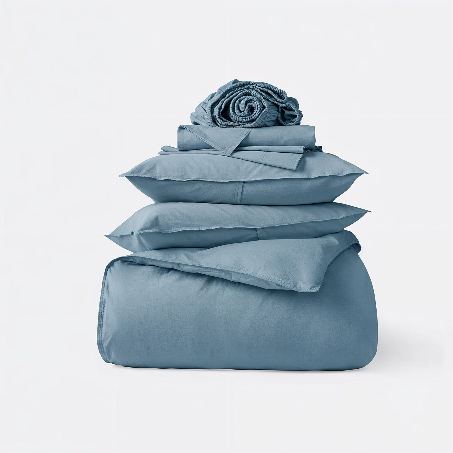aegean blue cotton sateen bed set