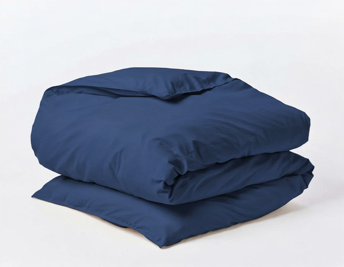 blue organic percale duvet cove