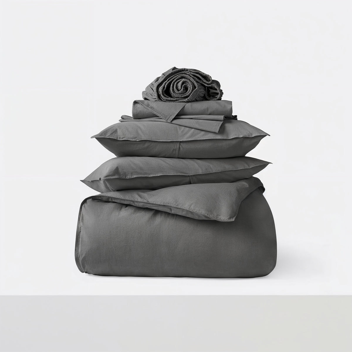 dark gray cotton sateen bedding set