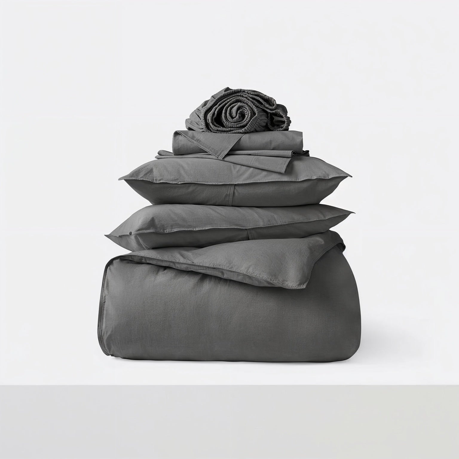 dark gray cotton sateen bedding set