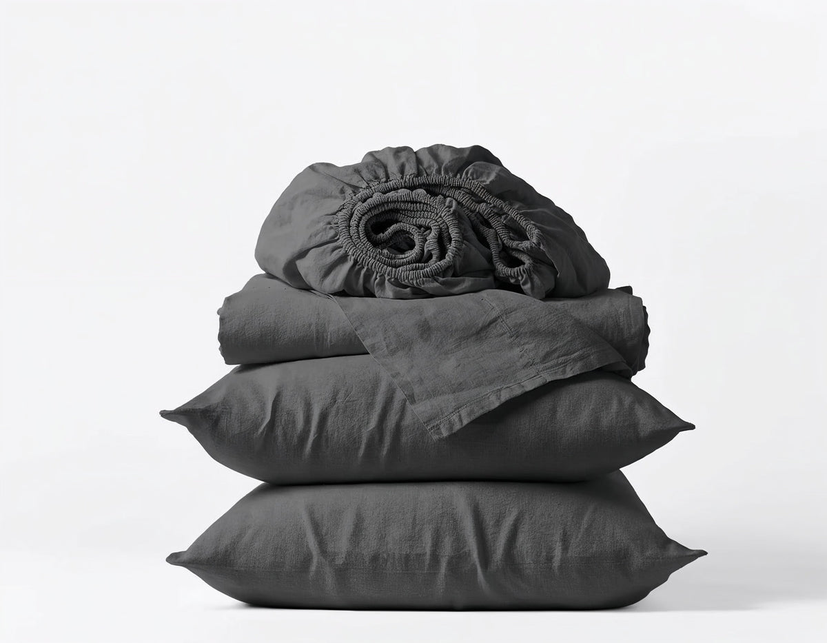 gray organic cotton sateen sheet set