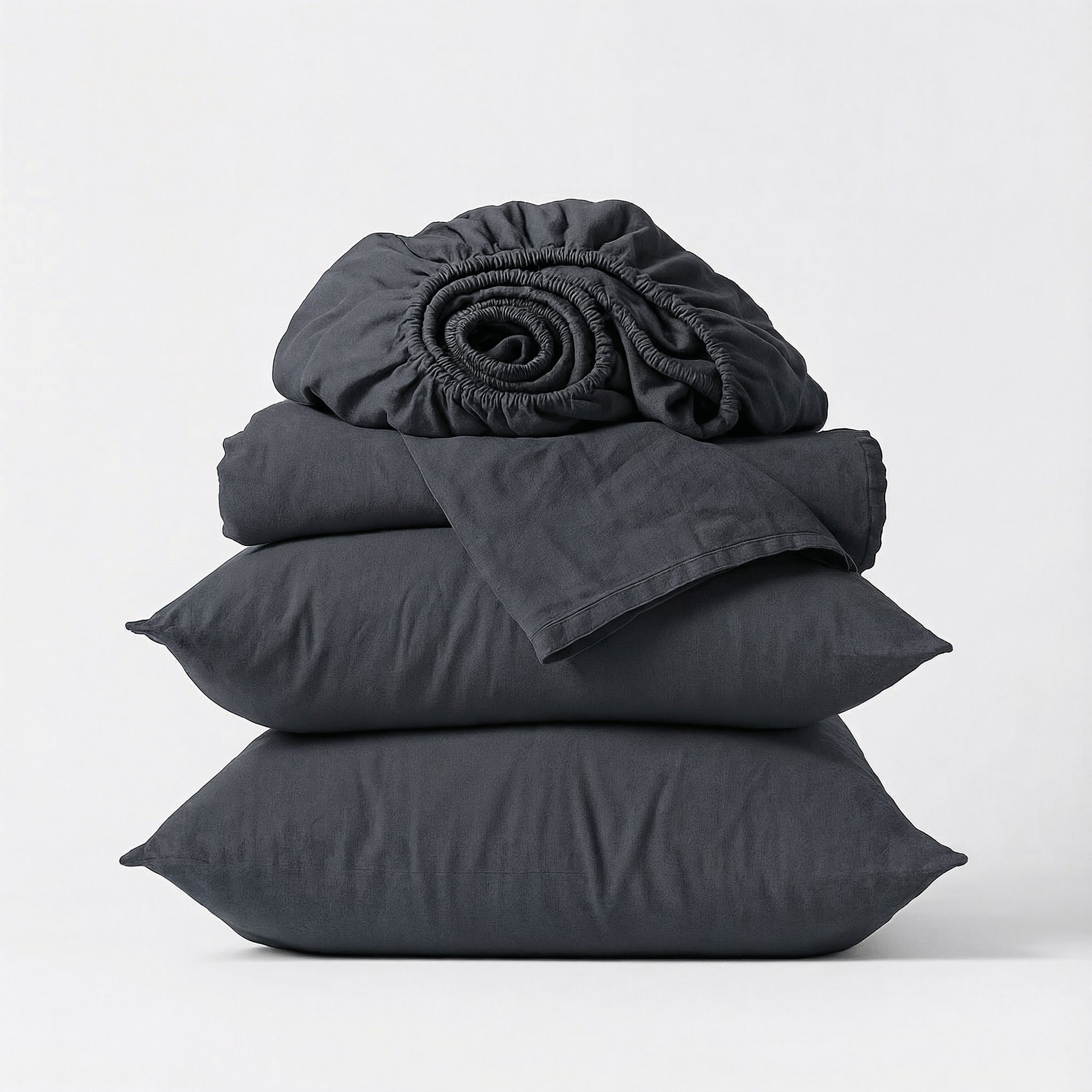 gray organic cotton sateen sheet set