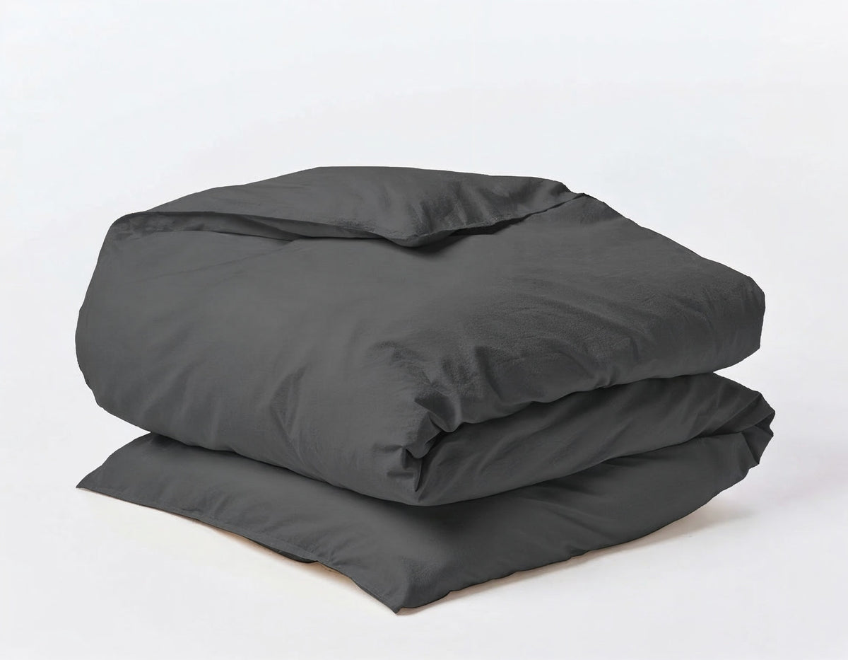 grey organic percale duvet cover