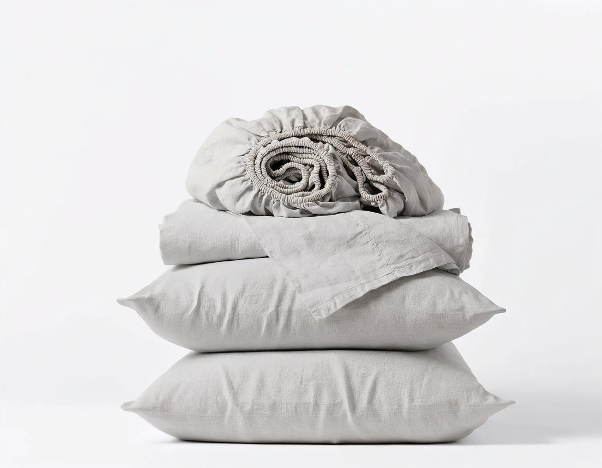 sand colored organic cotton sateen sheet set