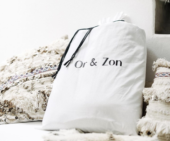 Or & Zon branded sustainable bedding packaging